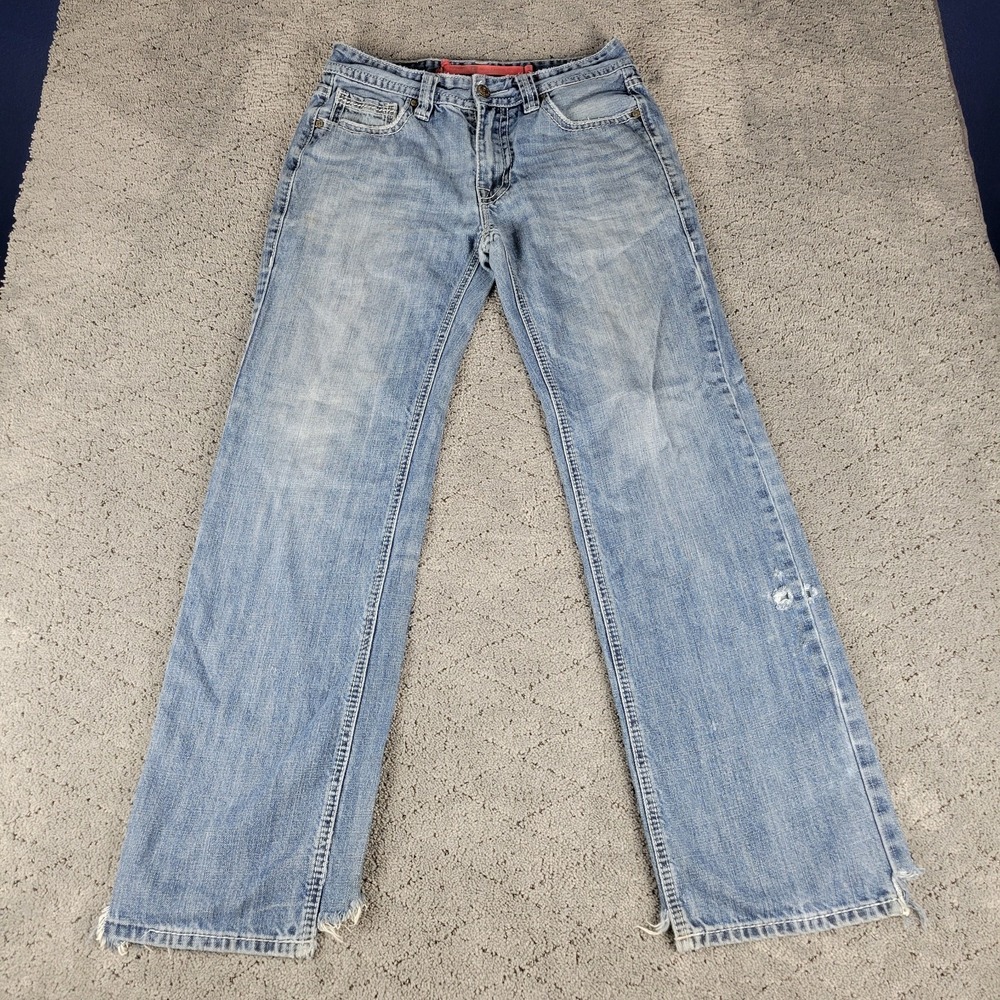 Rock & Roll Cowboy Jeans Mens 29x34 Blue Straight Leg Distressed Whisker Denim